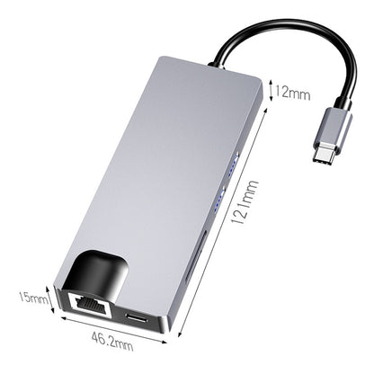 HW-TC12 8 In 1 Type-C / USB-C Multifunctional Extension HUB Adapter Hdmi / Vga Hub Card Reader + Network Card - USB HUB by PMC Jewellery | Online Shopping South Africa | PMC Jewellery | Buy Now Pay Later Mobicred