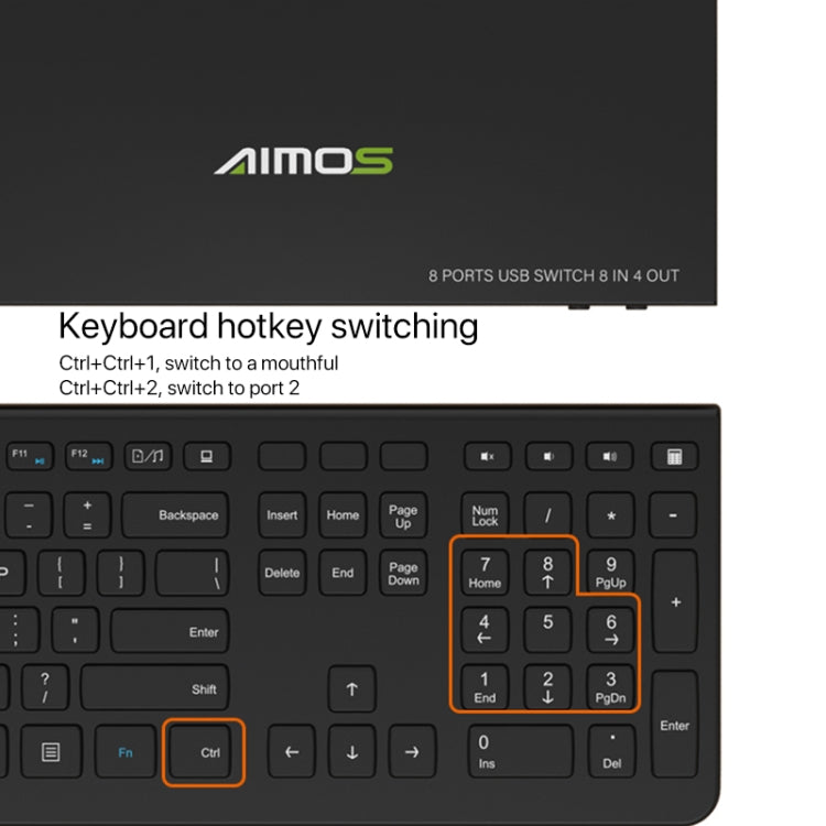 AIMOS AM-KM804 USB 8 In 4 Out Switch - USB Adapter by PMC Jewellery | Online Shopping South Africa | PMC Jewellery | Buy Now Pay Later Mobicred