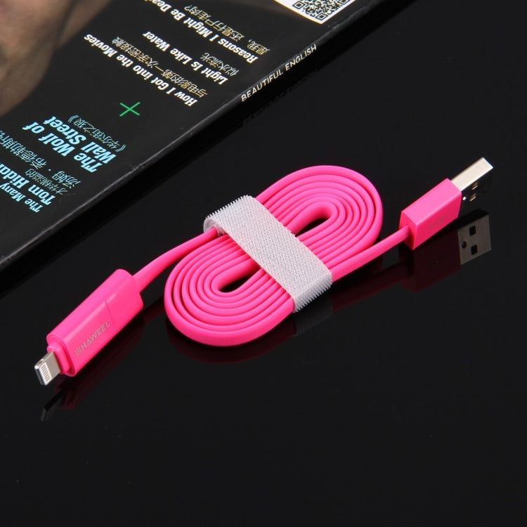 HAWEEL 1m 2 in 1 Micro USB & 8 Pin to USB Data Sync Charge Cable(Magenta) - Multifunction Cable by PMC Jewellery | Online Shopping South Africa | PMC Jewellery | Buy Now Pay Later Mobicred