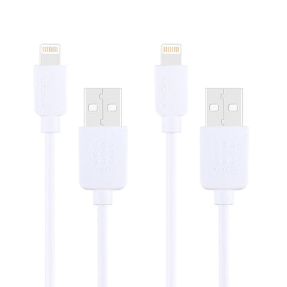 2 PCS HAWEEL 1m High Speed 8 pin to USB Sync and Charging Cable Kit for iPhone, iPad(White) - Normal Style Cable by PMC Jewellery | Online Shopping South Africa | PMC Jewellery | Buy Now Pay Later Mobicred