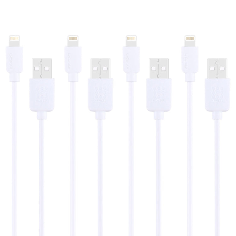 4 PCS HAWEEL 1m High Speed 8 pin to USB Sync and Charging Cable Kit for iPhone, iPad(White) - Normal Style Cable by PMC Jewellery | Online Shopping South Africa | PMC Jewellery | Buy Now Pay Later Mobicred