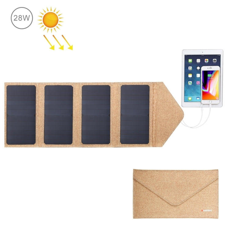 HAWEEL 28W Foldable Solar Panel Charger with 5V 2.9A Max Dual USB Ports(Yellow) - Charger by HAWEEL | Online Shopping South Africa | PMC Jewellery | Buy Now Pay Later Mobicred