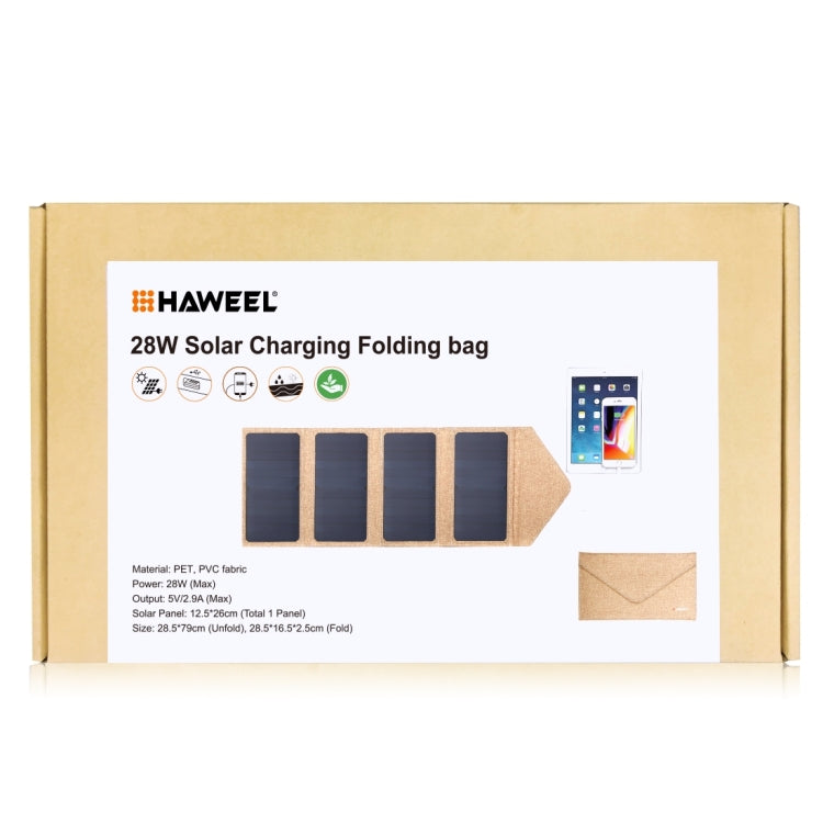 HAWEEL 28W Foldable Solar Panel Charger with 5V 2.9A Max Dual USB Ports(Yellow) - Charger by HAWEEL | Online Shopping South Africa | PMC Jewellery | Buy Now Pay Later Mobicred