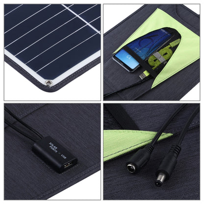 HAWEEL Portable 20W Monocrystalline Silicon Solar Power Panel Charger, with USB Port & Holder & Tiger Clip, Support QC3.0 and AFC(Black) - Charger by HAWEEL | Online Shopping South Africa | PMC Jewellery | Buy Now Pay Later Mobicred