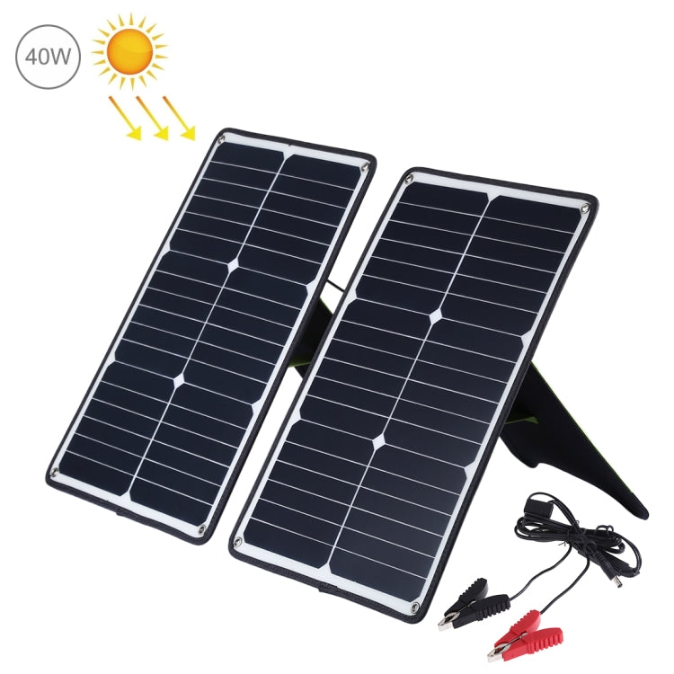 HAWEEL 2 PCS 20W Monocrystalline Silicon Solar Power Panel Charger, with USB Port & Holder & Tiger Clip, Support QC3.0 and AFC(Black) - Charger by HAWEEL | Online Shopping South Africa | PMC Jewellery | Buy Now Pay Later Mobicred