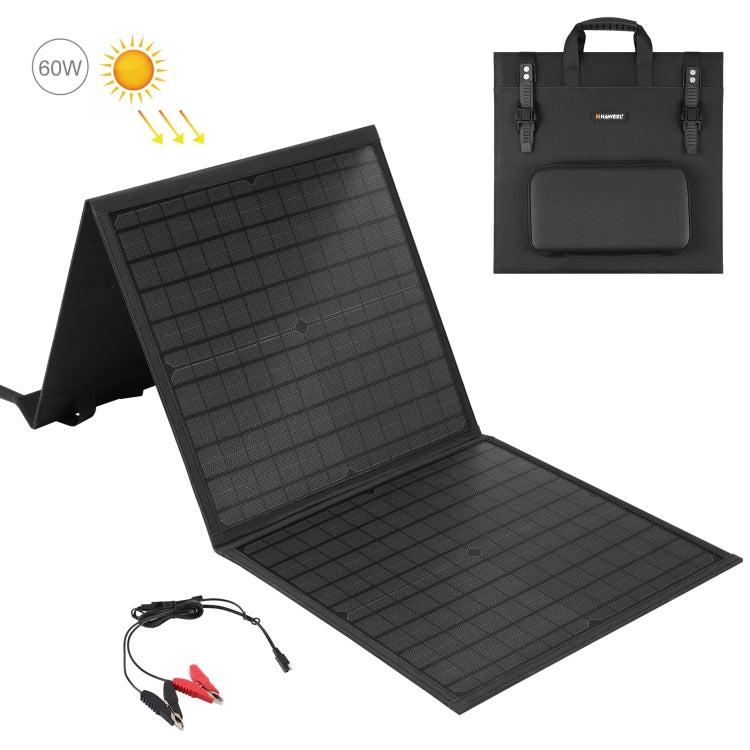 HAWEEL 60W Foldable Solar Panel Charger Travel Folding Bag(Black) - Charger by HAWEEL | Online Shopping South Africa | PMC Jewellery | Buy Now Pay Later Mobicred