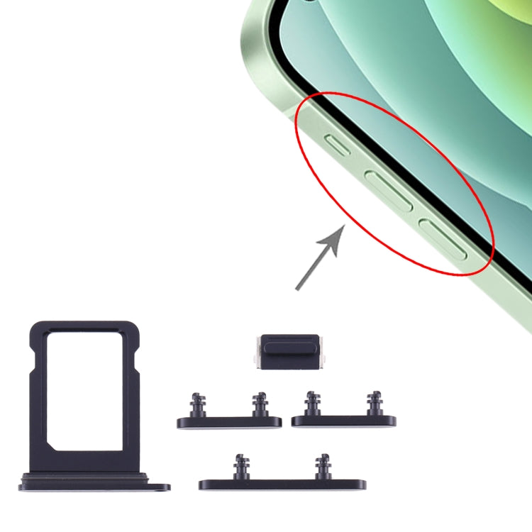 SIM Card Tray + Side Keys for iPhone 12 Mini(Black) - Metal Parts by PMc TechLife | Online Shopping South Africa | PMc TechLife | Buy Now Pay Later Mobicred