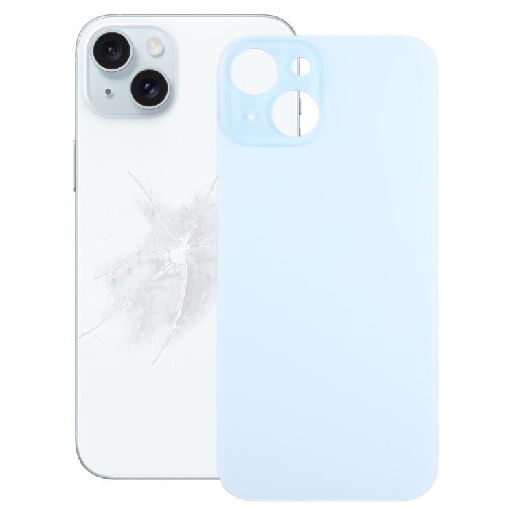 For iPhone 15 Easy Replacement Big Camera Hole Glass Back Battery Cover(Blue) - Back Cover by PMC Jewellery | Online Shopping South Africa | PMC Jewellery