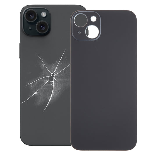 For iPhone 15 Plus Easy Replacement Big Camera Hole Glass Back Battery Cover(Black) - Back Cover by PMC Jewellery | Online Shopping South Africa | PMC Jewellery | Buy Now Pay Later Mobicred