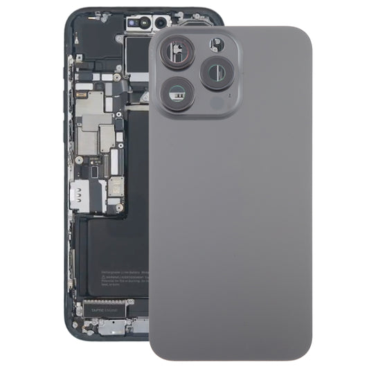 For iPhone 15 Pro Max Glass Battery Back Cover with Camera Lens Cover(Black) - Back Cover by PMC Jewellery | Online Shopping South Africa | PMC Jewellery