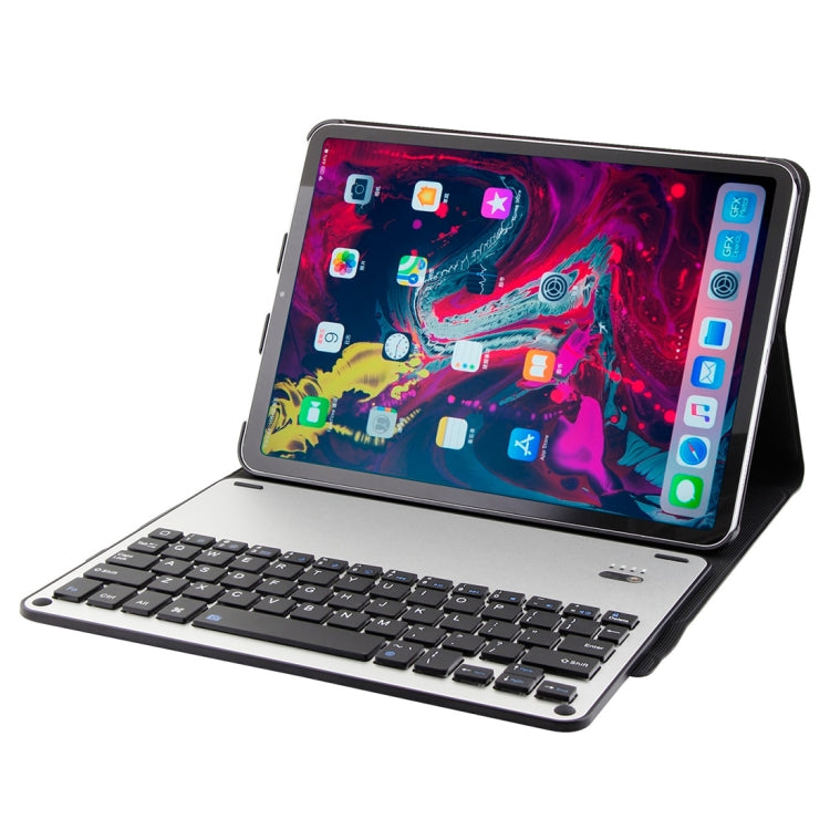 1139B Detachable Bluetooth 3.0 Aluminum Alloy Keyboard + Lambskin Texture Leather Tablet Case for iPad Pro 11 inch (2018), with Three-gear Adjustment / Magnetic / Sleep Function (Blue) - For iPad Pro by PMC Jewellery | Online Shopping South Africa | PMC Jewellery