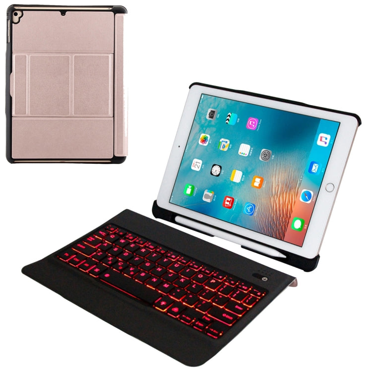 T-201D Detachable Bluetooth 3.0 Ultra-thin Keyboard + Lambskin Texture Leather Tablet Case for iPad Air / Air 2 / iPad Pro 9.7 inch, Support Multi-angle Adjustment / Backlight (Pink) - For iPad Pro by PMC Jewellery | Online Shopping South Africa | PMC Jewellery