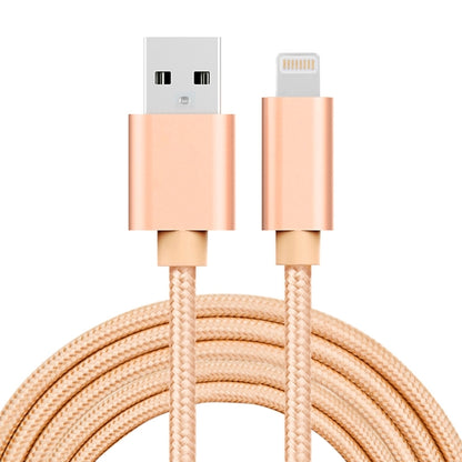 3A Woven Style Metal Head 8 Pin to USB Charge Data Cable, Cable Length: 2m(Gold) - Normal Style Cable by PMC Jewellery | Online Shopping South Africa | PMC Jewellery | Buy Now Pay Later Mobicred