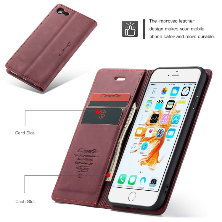 CaseMe-013 Multifunctional Retro Frosted Horizontal Flip Leather Case for iPhone 6 / 6s, with Card Slot & Holder & Wallet(Wine Red) - More iPhone Cases by CaseMe | Online Shopping South Africa | PMC Jewellery | Buy Now Pay Later Mobicred