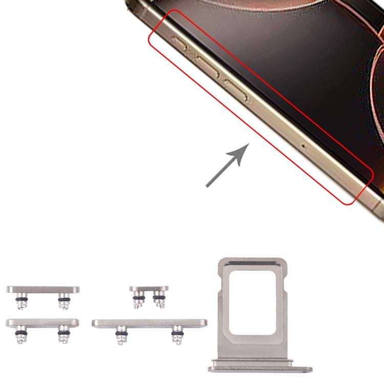 For iPhone 16 Pro Max Original SIM Card Tray + Side Keys (Silver) - Others by PMC Jewellery | Online Shopping South Africa | PMC Jewellery | Buy Now Pay Later Mobicred