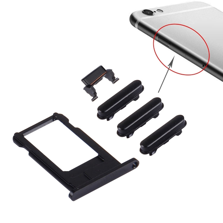 4 in 1 for iPhone 6s (Card Tray + Volume Control Key + Power Button + Mute Switch Vibrator Key)(Black) - iPhone 6S/6S Plus Parts by PMc TechLife | Online Shopping South Africa | PMc TechLife | Buy Now Pay Later Mobicred