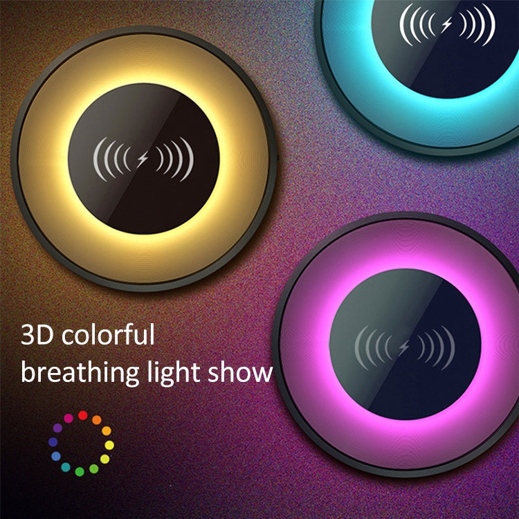 NewRixing NR-3500 Multi-function Atmosphere Light Wireless Charging Bluetooth Speaker with Hands-free Call Function, Support TF Card & USB & FM & AUX (Red) - free shipping - PMC Jewellery - Order now!