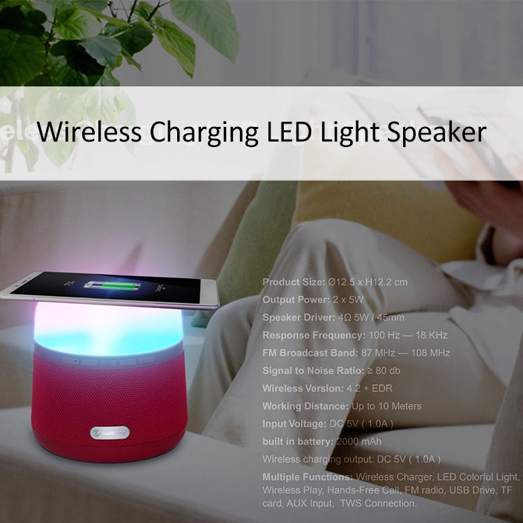 NewRixing NR-3500 Multi-function Atmosphere Light Wireless Charging Bluetooth Speaker with Hands-free Call Function, Support TF Card & USB & FM & AUX (Red) - Desktop Speaker by NewRixing | Online Shopping South Africa | PMC Jewellery | Buy Now Pay Later Mobicred