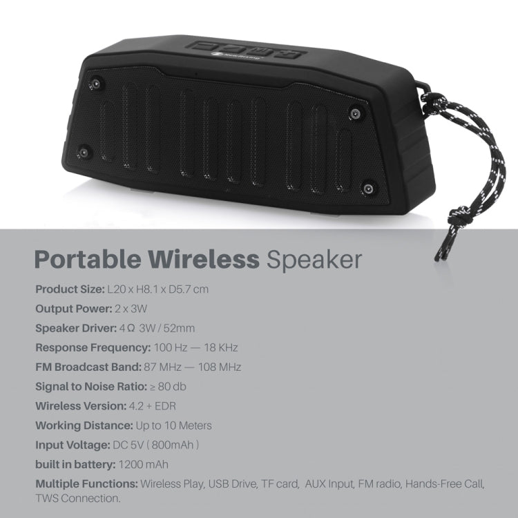 NewRixing NR-4019 Outdoor Portable Bluetooth Speaker with Hands-free Call Function, Support TF Card & USB & FM & AUX (Black) - Desktop Speaker by NewRixing | Online Shopping South Africa | PMC Jewellery | Buy Now Pay Later Mobicred