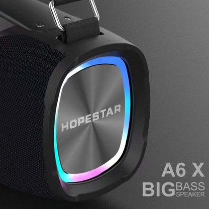 HOPESTAR A6X TWS Portable Outdoor Bluetooth Speaker with Colorful Music Lights, Support Power Bank & Hands-free Call & U Disk & TF Card & 3.5mm AUX(Black) - Desktop Speaker by HOPESTAR | Online Shopping South Africa | PMC Jewellery | Buy Now Pay Later Mobicred