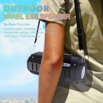 New Rixing NR-905FM TWS Bluetooth Speaker Support Hands-free Call / FM with Shoulder Strap & Antenna (Black) - Desktop Speaker by NewRixing | Online Shopping South Africa | PMC Jewellery | Buy Now Pay Later Mobicred