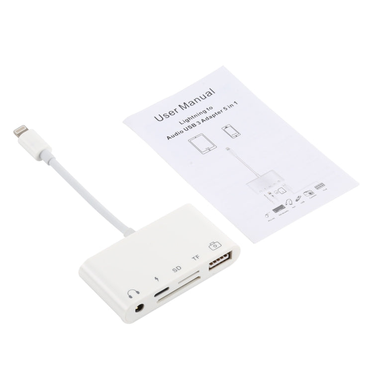 5 in 1  8 Pin to USB HUB And USB-C / Type-C And 3.5mm Earphone And SD And TF Card Reader - Converter & Adapter by PMC Jewellery | Online Shopping South Africa | PMC Jewellery | Buy Now Pay Later Mobicred