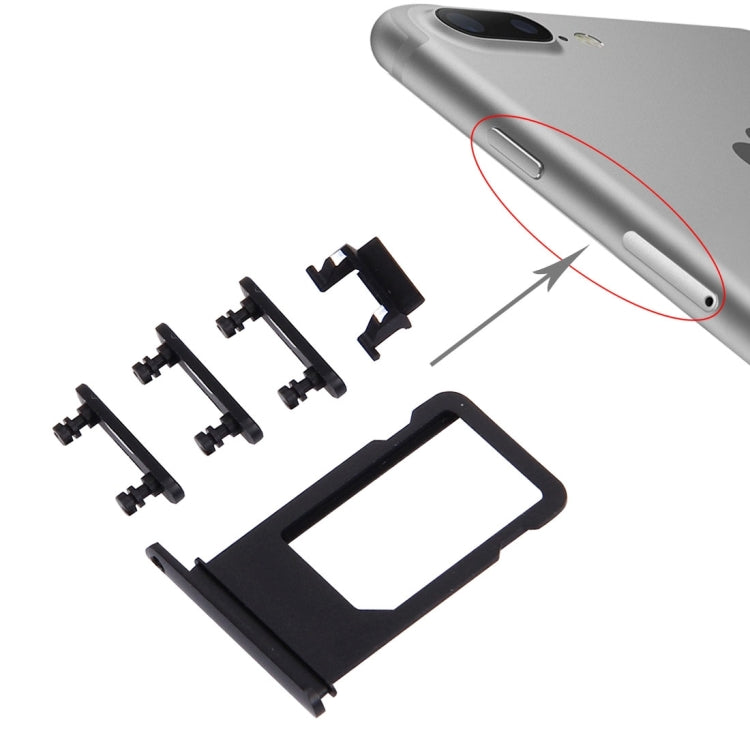 Card Tray + Volume Control Key + Power Button + Mute Switch Vibrator Key for iPhone 7 Plus(Black) - iPhone 7 Plus Parts by PMc TechLife | Online Shopping South Africa | PMc TechLife | Buy Now Pay Later Mobicred