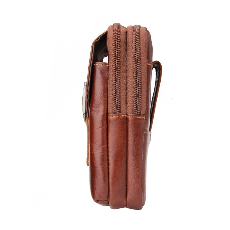 6.3 inch and Below Universal Crazy Horse Texture Genuine Leather Men Vertical Style Case Waist Bag with Belt Hole for Sony, Huawei, Meizu, Lenovo, ASUS, Cubot, Oneplus, Xiaomi, Ulefone, Letv, DOOGEE, Vkworld, and other Smartphones(Brown) - More iPhone Cases by PMC Jewellery | Online Shopping South Africa | PMC Jewellery | Buy Now Pay Later Mobicred