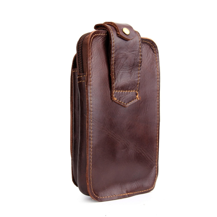 5.5 inch and Below Universal Crazy Horse Texture Genuine Leather Men Vertical Style Case Waist Bag with Belt Hole for Sony, Huawei, Meizu, Lenovo, ASUS, Cubot, Oneplus, Xiaomi, Ulefone, Letv, DOOGEE, Vkworld, and other Smartphones(Brown) - More iPhone Cases by PMC Jewellery | Online Shopping South Africa | PMC Jewellery