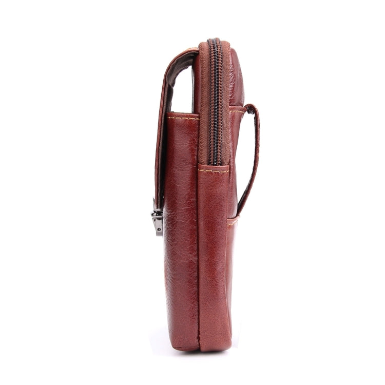 6.3 inch and Below Universal Crazy Horse Texture Genuine Leather Men Vertical Style Case Waist Bag with Belt Hole for Sony, Huawei, Meizu, Lenovo, ASUS, Cubot, Oneplus, Xiaomi, Ulefone, Letv, DOOGEE, Vkworld, and other Smartphones(Brown) - More iPhone Cases by PMC Jewellery | Online Shopping South Africa | PMC Jewellery | Buy Now Pay Later Mobicred