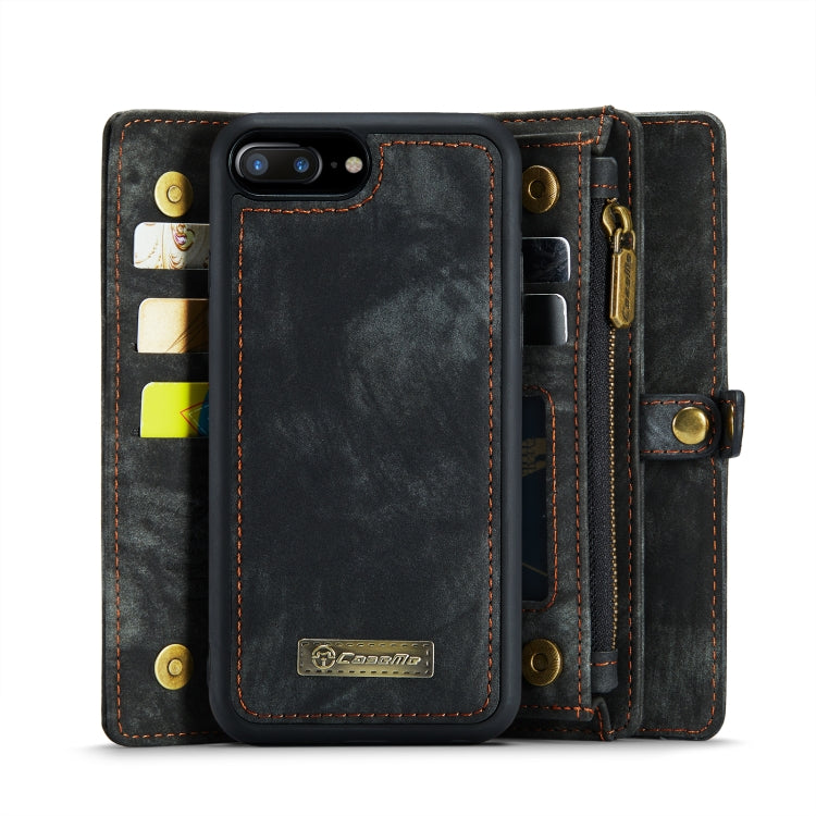 CaseMe for iPhone 8 Plus & 7 Plus   Multifunctional Leather Billfold with Detachable Magnetic PC Back Protective Case & Holder & 11 Card Slots & 3 Cash Slots & 1 Zipper Wallet & 2 Photo Frames & 3 Magnetic Clasps(Black) - More iPhone Cases by CaseMe | Online Shopping South Africa | PMC Jewellery | Buy Now Pay Later Mobicred