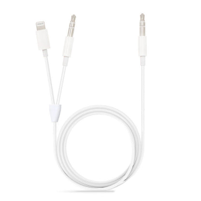 MH030 1m 2 in 1 8 Pin Male & 3.5mm Male to 3.5mm Male AUX Audio Cable For iPhone, iPad, Samsung, Huawei, Xiaomi, HTC - Video & Audio Cable by PMC Jewellery | Online Shopping South Africa | PMC Jewellery | Buy Now Pay Later Mobicred