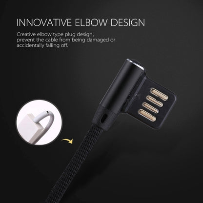 1m 2.4A Output USB to 8 Pin Double Elbow Design Nylon Weave Style Data Sync Charging Cable(Black) - Normal Style Cable by PMC Jewellery | Online Shopping South Africa | PMC Jewellery | Buy Now Pay Later Mobicred