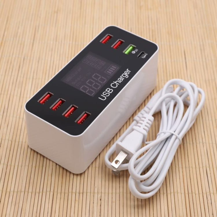 A9+ Multi-function AC 100V~240V 8 Ports USB Digital Display LCD Detachable Charging Station Smart Charger,Support QC3.0(White) - Multifunction Charger by PMC Jewellery | Online Shopping South Africa | PMC Jewellery | Buy Now Pay Later Mobicred