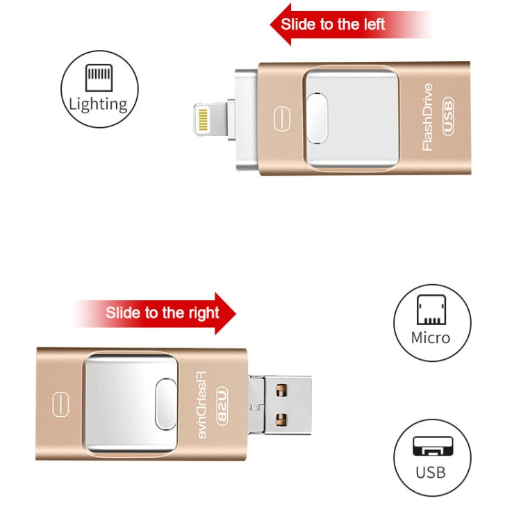 32GB USB 3.0 + 8 Pin + Mirco USB Android iPhone Computer Dual-use Metal Flash Drive (Rose Gold) - U Disk & Card Reader by PMC Jewellery | Online Shopping South Africa | PMC Jewellery | Buy Now Pay Later Mobicred