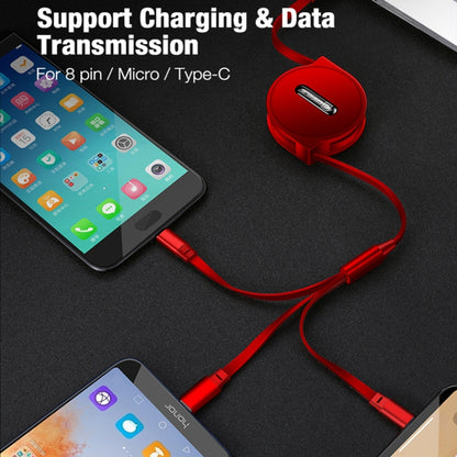 CAFELE 3 In 1 8 Pin + Micro USB + Type-C / USB-C Charging Data Cable, Length: 1.2m(Red) - Multifunction Cable by CAFELE | Online Shopping South Africa | PMC Jewellery | Buy Now Pay Later Mobicred