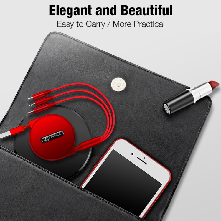 CAFELE 3 In 1 8 Pin + Micro USB + Type-C / USB-C Charging Data Cable, Length: 1.2m(Red) - Multifunction Cable by CAFELE | Online Shopping South Africa | PMC Jewellery | Buy Now Pay Later Mobicred