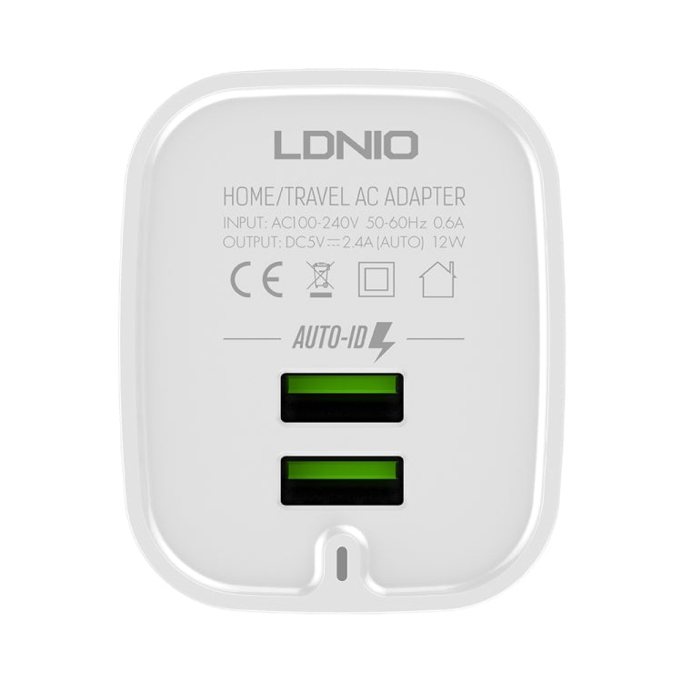 LDNIO A201 2.4A Dual USB Charging Head Travel Direct Charge Mobile Phone Adapter Charger With Micro USB Data Cable(US Plug) - USB Charger by LDNIO | Online Shopping South Africa | PMC Jewellery | Buy Now Pay Later Mobicred