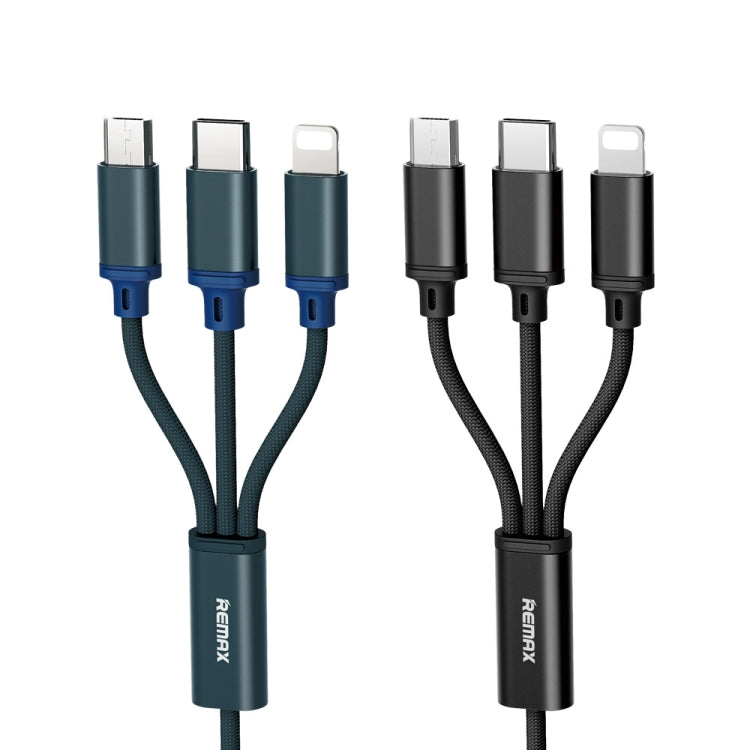 REMAX RC-131TH 1m 2.8A 3 in 1 USB to 8 Pin & USB-C / Type-C & Micro USB Charging Cable(Black) - Multifunction Cable by REMAX | Online Shopping South Africa | PMC Jewellery | Buy Now Pay Later Mobicred