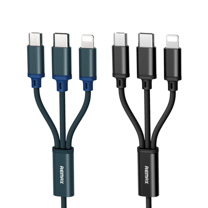 REMAX RC-131TH 1m 2.8A 3 in 1 USB to 8 Pin & USB-C / Type-C & Micro USB Charging Cable(Black) - Multifunction Cable by REMAX | Online Shopping South Africa | PMC Jewellery | Buy Now Pay Later Mobicred