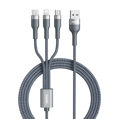 REMAX RC-070TH 1.2m 2A 3 in 1 USB to 8 Pin & USB-C / Type-C & Micro USB Charging Cable(Silver) - Multifunction Cable by REMAX | Online Shopping South Africa | PMC Jewellery | Buy Now Pay Later Mobicred