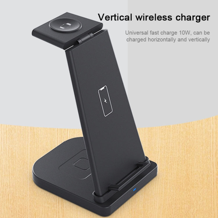 HQ-UD21 3 in 1 Folding Mobile Phone Watch Multi-Function Charging Stand Wireless Charger for iPhones & Apple Watch & Airpods (Black) - Wireless Charger by PMC Jewellery | Online Shopping South Africa | PMC Jewellery