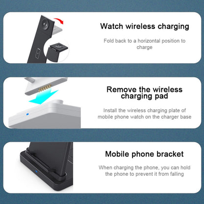 HQ-UD21 3 in 1 Folding Mobile Phone Watch Multi-Function Charging Stand Wireless Charger for iPhones & Apple Watch & Airpods (Black) - Wireless Charger by PMC Jewellery | Online Shopping South Africa | PMC Jewellery