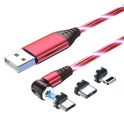 3 in 1 2.4A USB to 8 Pin + Micro USB + USB-C / Type-C 540 Degree Bendable Streamer Magnetic Data Cable, Cable Length: 1m (Red) - Charging Cable & Head by PMC Jewellery | Online Shopping South Africa | PMC Jewellery | Buy Now Pay Later Mobicred