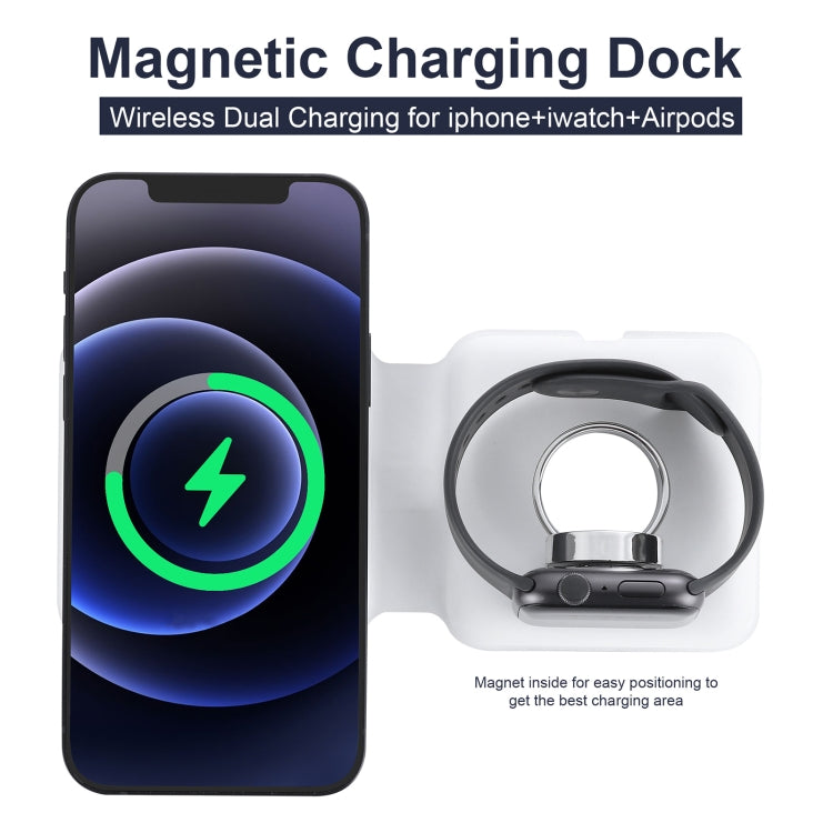 Q500 Foldable Magnetic Dual Wireless Charger for Phones / iWatch / AirPods(White) - Wireless Charger by PMC Jewellery | Online Shopping South Africa | PMC Jewellery | Buy Now Pay Later Mobicred