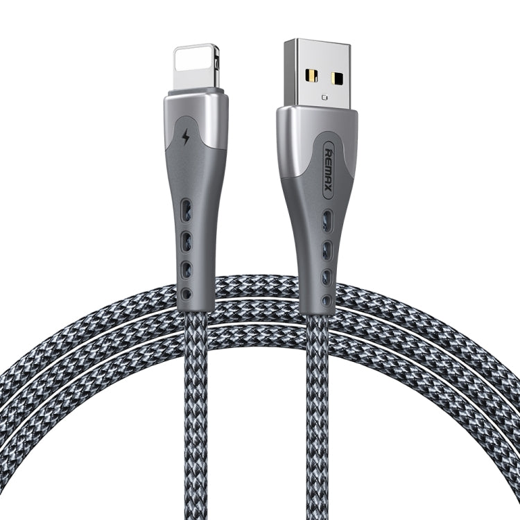 REMAX RC-150i KAWAY Series 1m 2.4A USB to 8 Pin Aluminum Alloy Braid Fast Charging Data Cable (Silver) - Normal Style Cable by PMC Jewellery | Online Shopping South Africa | PMC Jewellery | Buy Now Pay Later Mobicred