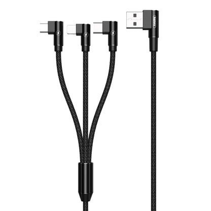 REMAX RC-167th 3 in 1 2.1A USB to 8 Pin + USB-C / Type-C + Micro USB Range Series Elbow Charging Cable, Cable Length: 1m (Black) - Multifunction Cable by REMAX | Online Shopping South Africa | PMC Jewellery | Buy Now Pay Later Mobicred