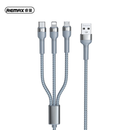 REMAX RC-124th Jany Series 3.1A 3 in 1 USB to Type-C + 8 Pin + Micro USB Charging Cable, Cable Length: 1.2m(Silver) - Multifunction Cable by REMAX | Online Shopping South Africa | PMC Jewellery | Buy Now Pay Later Mobicred