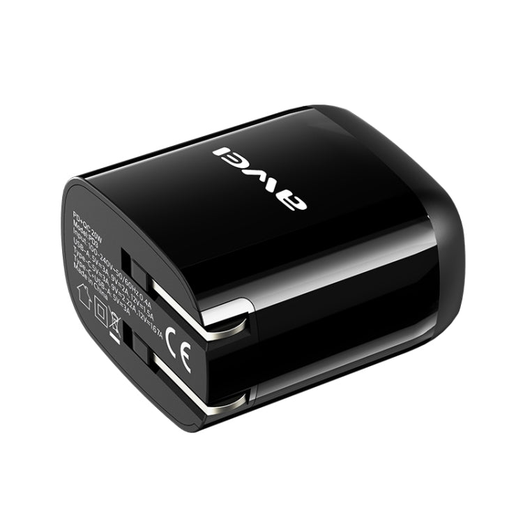 awei PD3 20W PD Type-C + QC 3.0 USB Interface Fast Charging Travel Charger with Data Cable, US Plug - USB Charger by awei | Online Shopping South Africa | PMC Jewellery | Buy Now Pay Later Mobicred