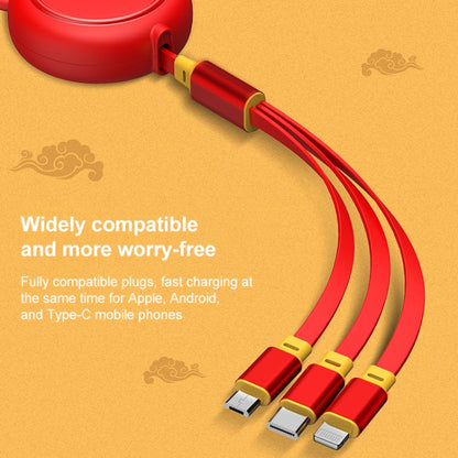 K042 1.2m 3A 3 in 1 USB to 8 Pin + USB-C / Type-C + Micro USB Bull Head Retractable Data Cable - Multifunction Cable by PMC Jewellery | Online Shopping South Africa | PMC Jewellery | Buy Now Pay Later Mobicred